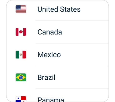 QuickQ connect step 2, choose VPN server location